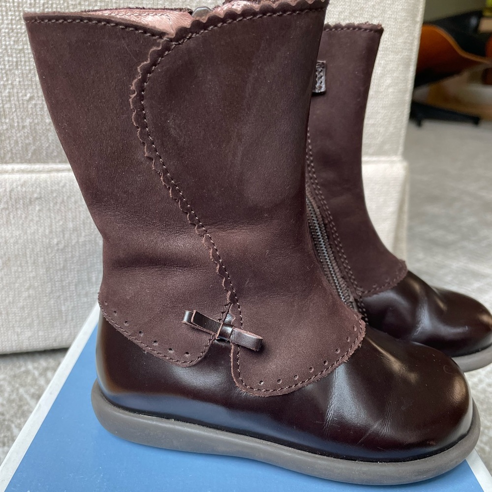 Jacadi Paris brown leather toddler boots size EU 21 / US 5